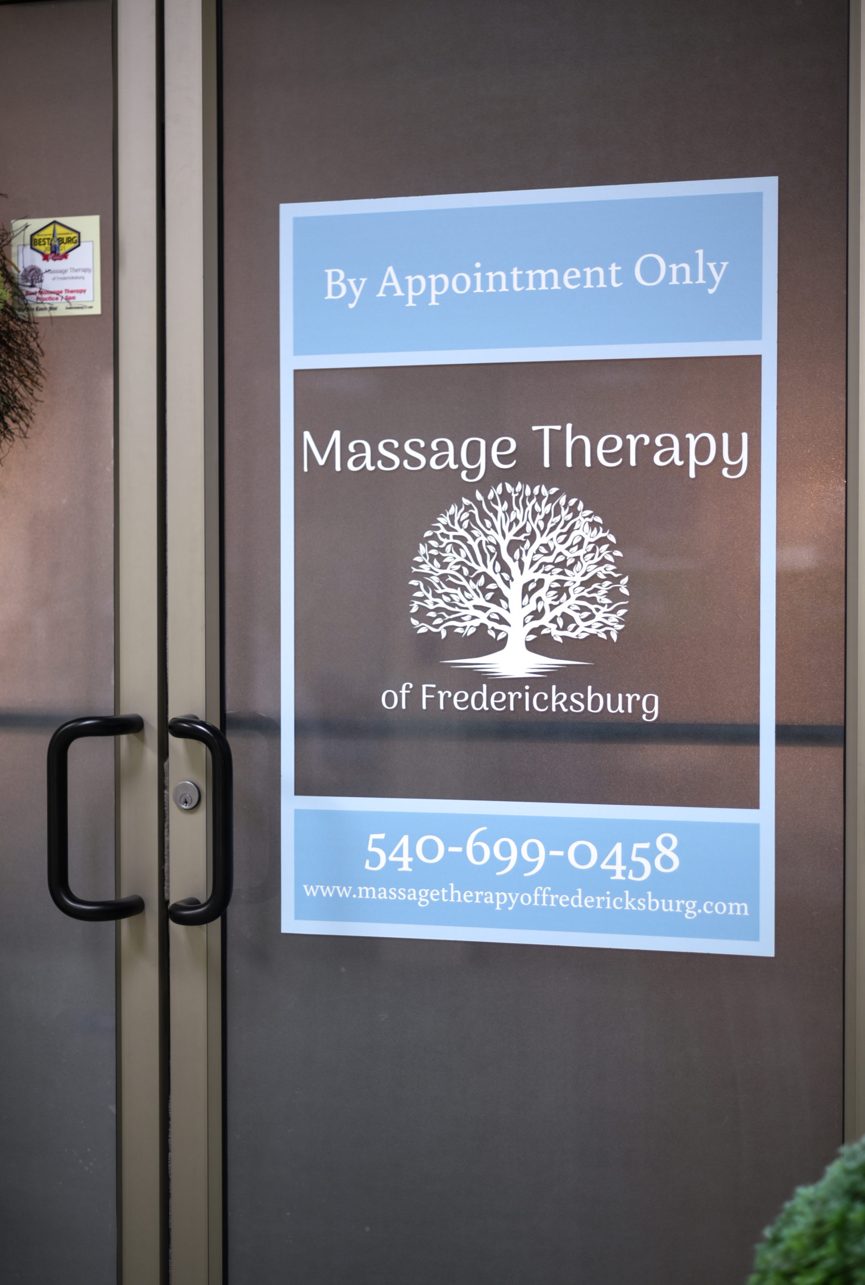 Front door of massage practice